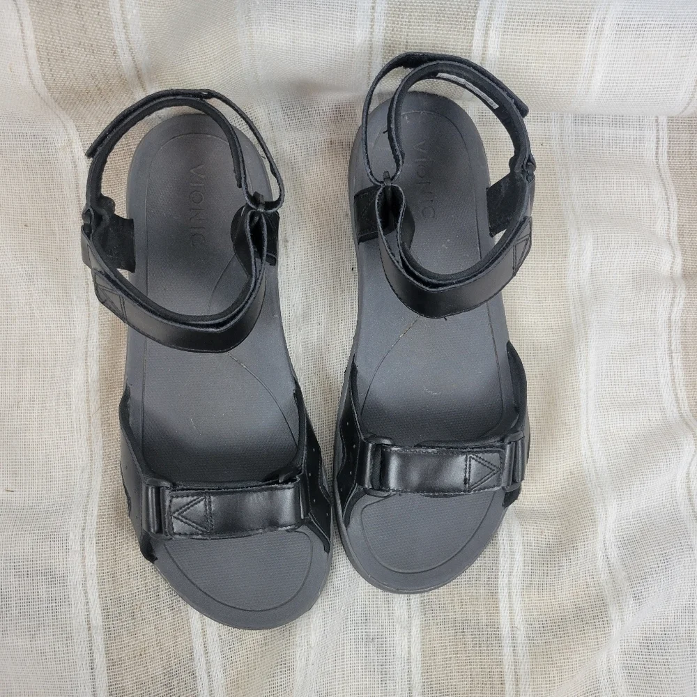 Vionic Canoe Leo‎ Dad Sandals Black Gray Size 12